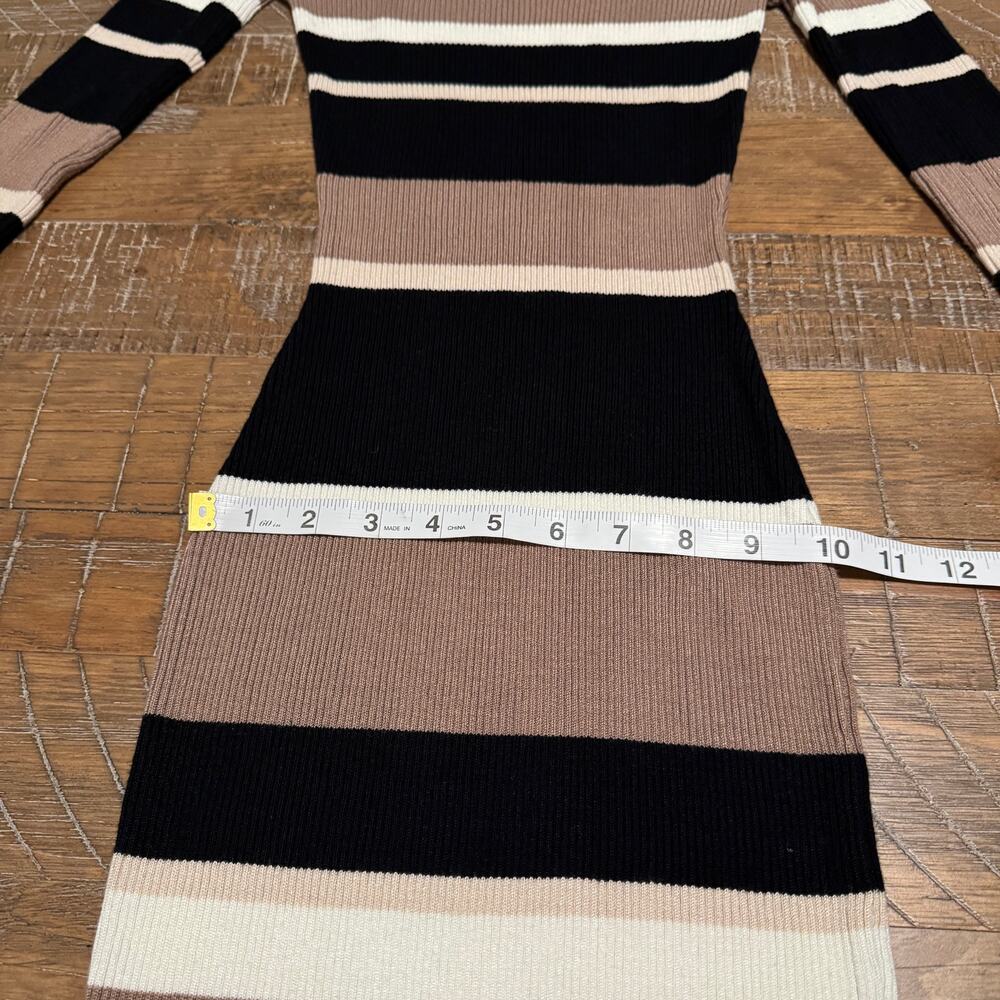 Derek Heart M Dress Ribbed Knit Bodycon Sweater Dress Midi Juniors Tan Black Crm - Picture 6 of 9